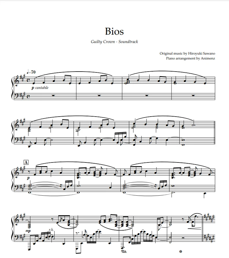 Sheet Animenz - Bios – Guilty Crown OST