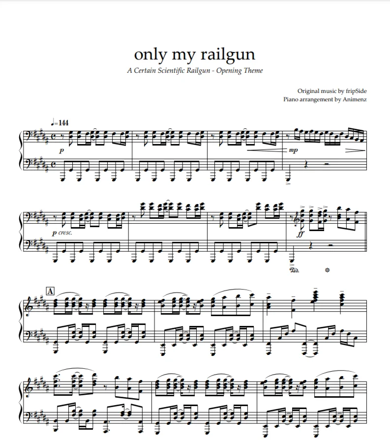 Ноты Animenz - Only My Railgun – A Certain Scientific