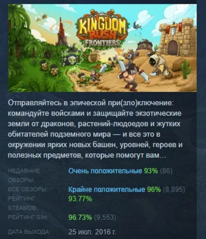 Kingdom Rush Frontiers - Tower Defense АВТОДОСТАВКА STEAM РОССИЯ