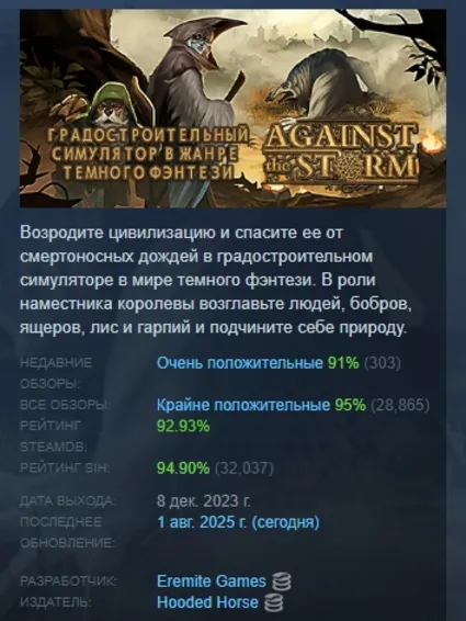 Against the Storm АВТОДОСТАВКА STEAM GIFT РОССИЯ