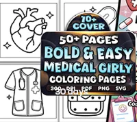 Bold &amp; Easy Medical Girly Coloring Pages – 50+ 🩺💖