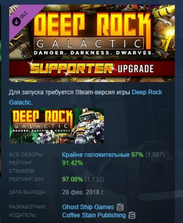 Deep Rock Galactic - Supporter Upgrade DLC STEAM РОССИЯ