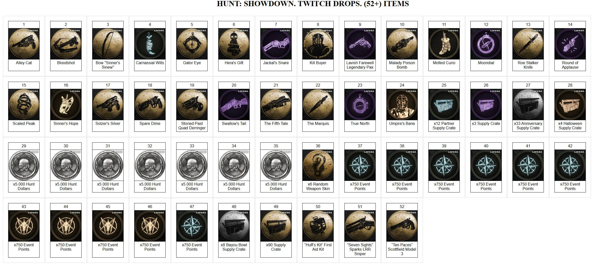 HUNT: SHOWDOWN✦TWITCH DROPS✦SKINS✦52+ ITEMS + HUNTERS🎁
