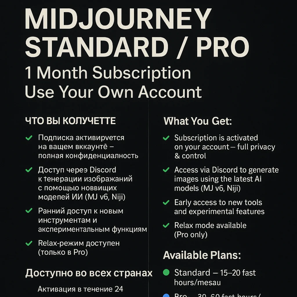 Midjourney Standard / Pro – 1 Month Subscription