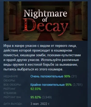 Nightmare of Decay АВТОДОСТАВКА STEAM GIFT РОССИЯ