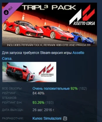 Assetto Corsa - DP6 Tripl3 Pack DLC STEAM РОССИЯ