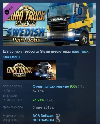 Euro Truck Simulator 2 - Swedish Paint Jobs Pack STEAM