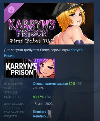 Karryn's Prison - Stray Pubes DLC STEAM РОССИЯ