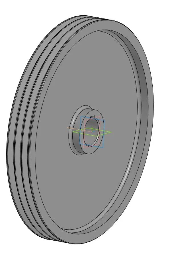 Drawing and 3D model of V-belt drive pulley D=400