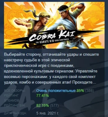 Cobra Kai: The Karate Kid Saga Continues STEAM РОССИЯ