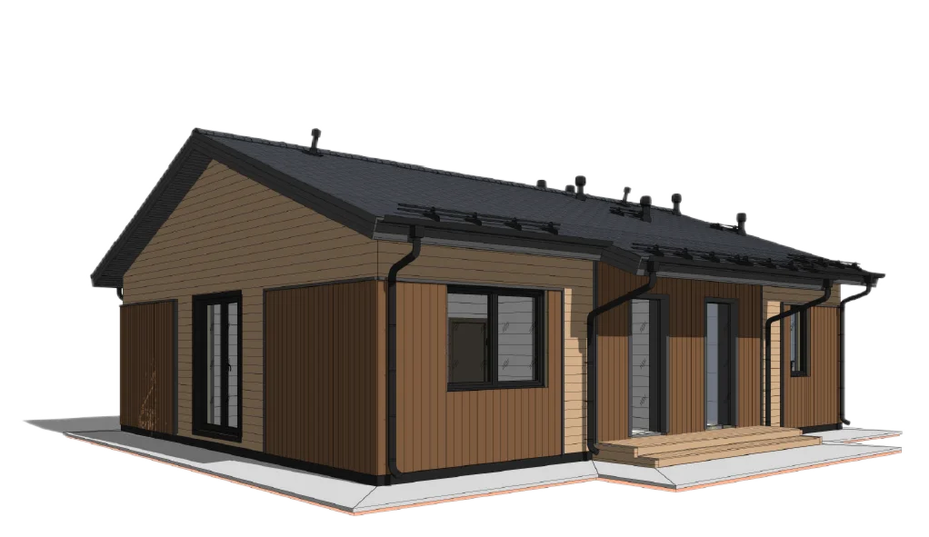 FH-2 Проект каркасного дома/ плита/ терраса/ 160,6 кв²