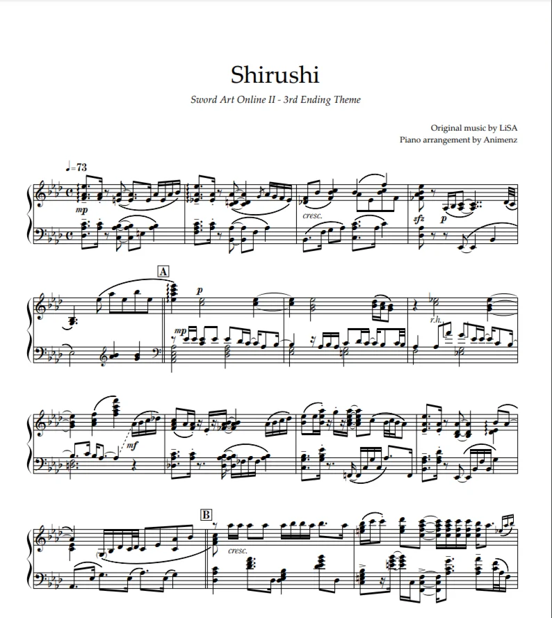 Sheet Animenz - Shirushi – Sword Art Online II ED3