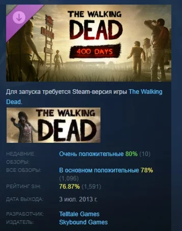 The Walking Dead: 400 Days DLC STEAM GIFT RU