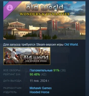 Old World - Wonders and Dynasties DLC STEAM РОССИЯ