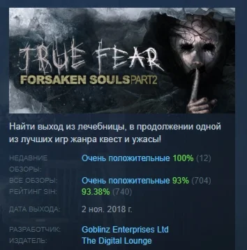 True Fear: Forsaken Souls Part 2 АВТОДОСТАВКА STEAM