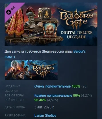 Baldur's Gate 3 Digital Deluxe Edition DLC STEAM РОССИЯ