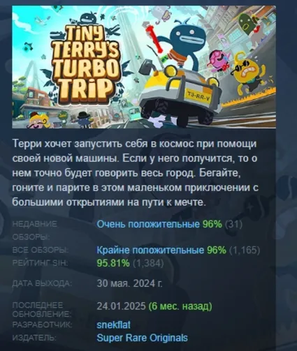 Tiny Terry's Turbo Trip АВТОДОСТАВКА STEAM РОССИЯ