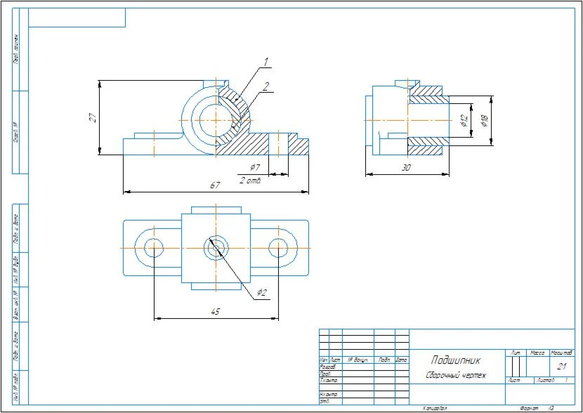 Drawing and 3D models of the product "Bearing"