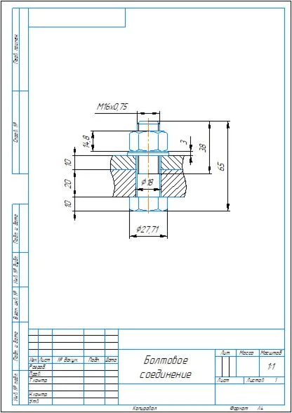 Drawing of bolted connection M16x0.75