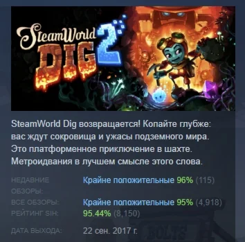 SteamWorld Dig 2 АВТОДОСТАВКА STEAM РОССИЯ