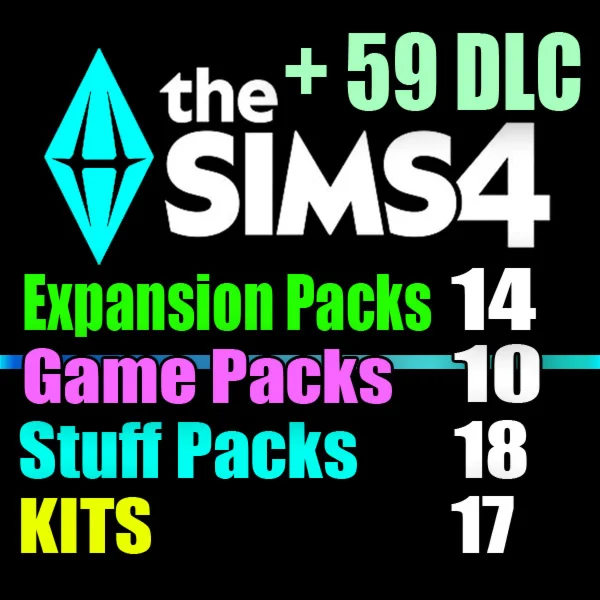 SIMS 4 + 59 DLC (14 exp / 10 gp / 18 sp / 17 kits)