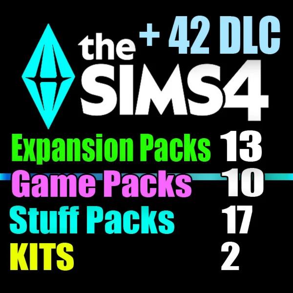 SIMS 4 + 42 DLC (13 exp / 10 gp / 17 sp / 2 kits)