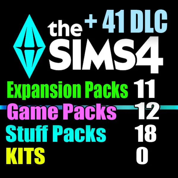 SIMS 4 + 41 DLC (11 exp / 12 gp / 18 sp / 0 kits)