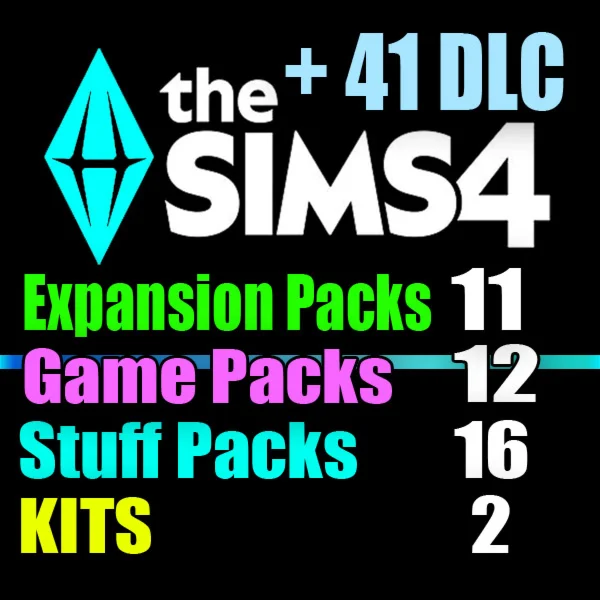 SIMS 4 + 41 DLC (11 exp / 12 gp / 16 sp / 2 kits)