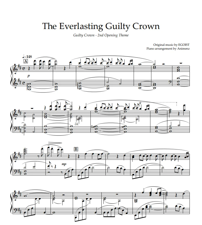 Ноты Animenz - The Everlasting Guilty Crown OP2
