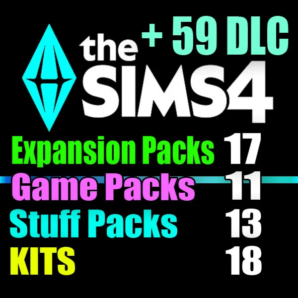SIMS 4 + 59 DLC (17 exp / 11 gp / 13 sp / 18 kits)