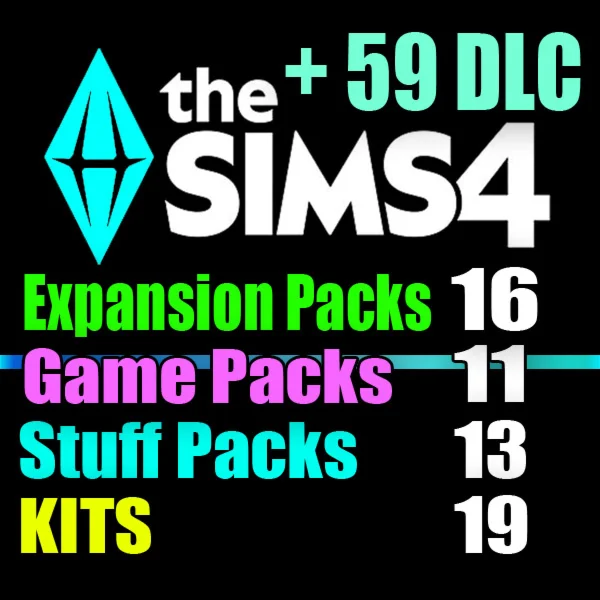 SIMS 4 + 59 DLC (16 exp / 11 gp / 13 sp / 19 kits)