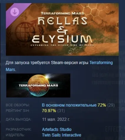 Terraforming Mars - Hellas  Elysium DLC STEAM РОССИЯ