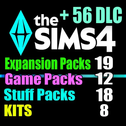 SIMS 4 + 56 DLC (19 допов・12 наборов・18 кат.・8 компл.)