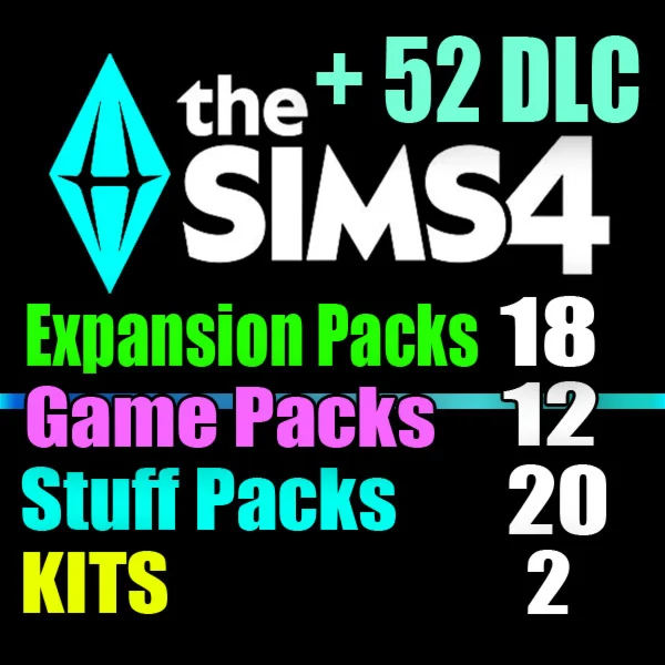 SIMS 4 + 52 DLC (18 exp / 12 gp / 20 sp / 8 kits)