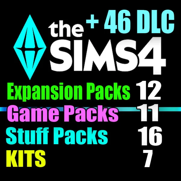 SIMS 4 + 46 DLC (12 exp / 11 gp / 16 sp / 7 kits)
