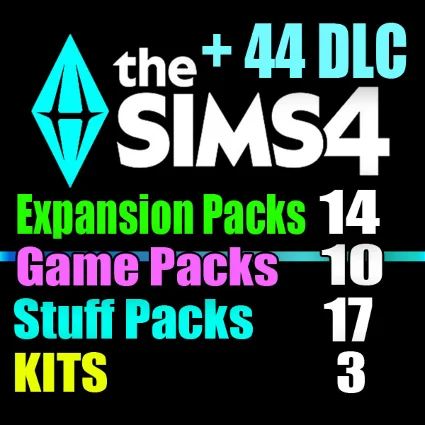 SIMS 4 + 44 DLC (14 допов・10 наборов・17 кат.・3 компл.)