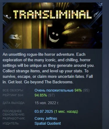 Transliminal: Beyond The Backrooms  STEAM GIFT РОССИЯ