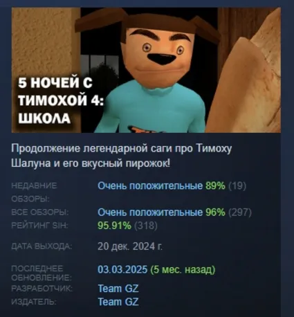 5 НОЧЕЙ С ТИМОХОЙ 4: ШКОЛА АВТОДОСТАВКА STEAM РОССИЯ