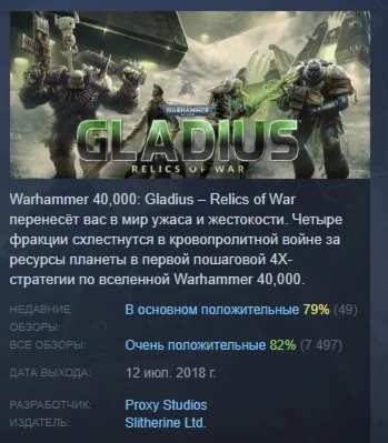 Warhammer 40,000: Gladius - Relics of War STEAM РОССИЯ