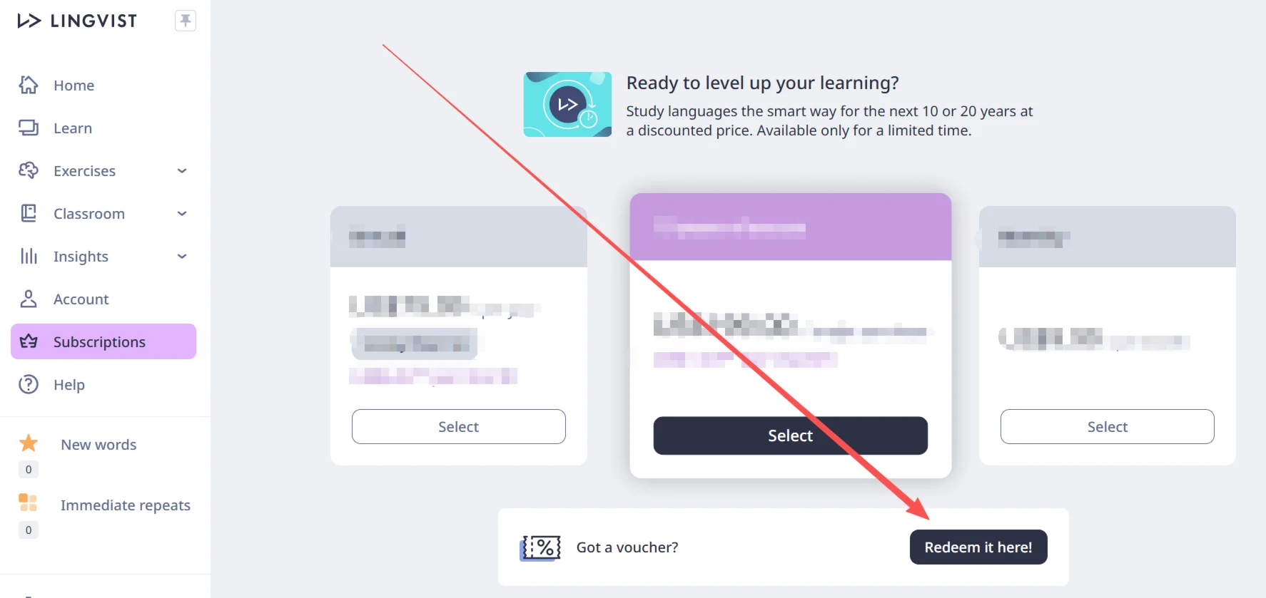 Купоны на погашение Lingvist Premium на 1 год