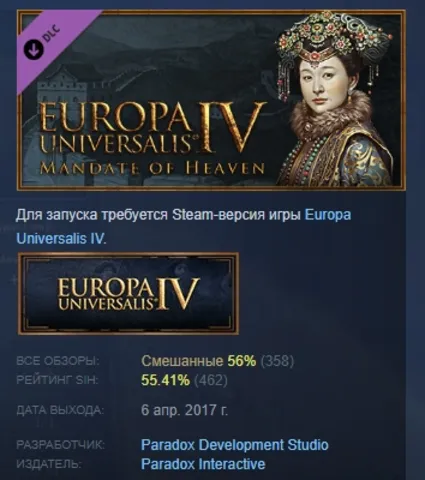 Expansion Europa Universalis IV Mandate of Heaven АВТОДОСТАВКА STEAM РОССИЯ