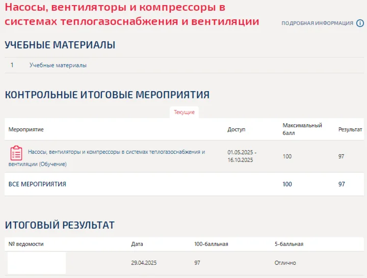 Насосы, вентиляторы и компрессоры в системах.Тест МТИ