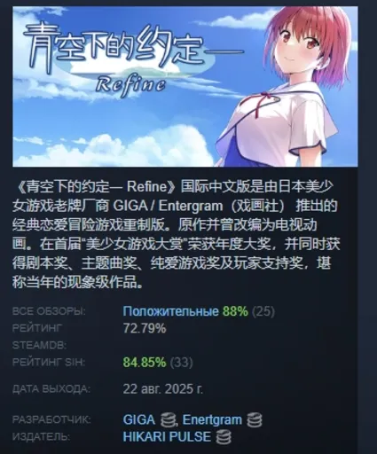 Kono Aozora ni Yakusoku o Refine АВТОДОСТАВКА STEAM РОС