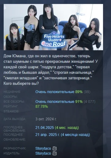 Пять Сердец Под Одной Крышей АВТОДОСТАВКА STEAM РОССИЯ