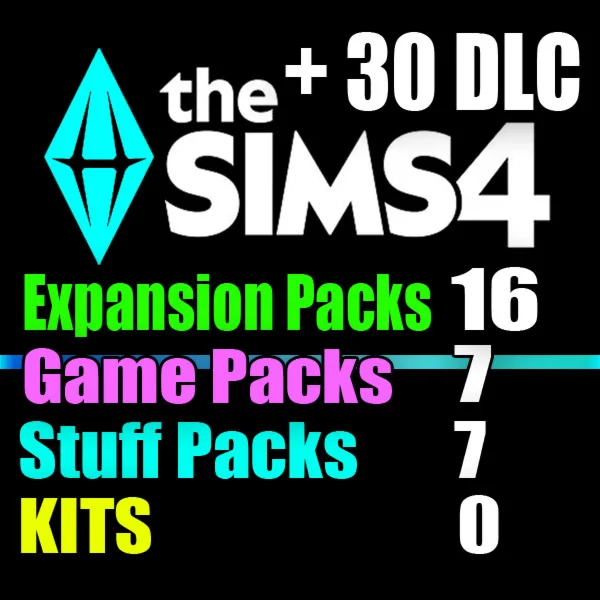 SIMS 4 + 30 DLC (16 допов・7 наборов・7 кат.・0 компл.)