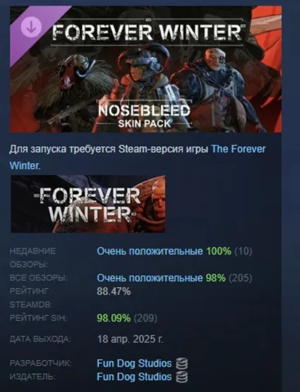 The Forever Winter - Nosebleed Skin Pack STEAM РОССИЯ