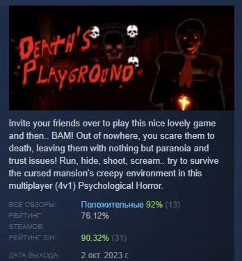 Death's Playground АВТОДОСТАВКА STEAM GIFT РОССИЯ