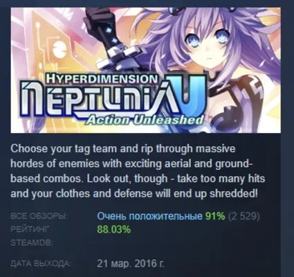Hyperdimension Neptunia U Action Unleashed STEAM РОССИЯ