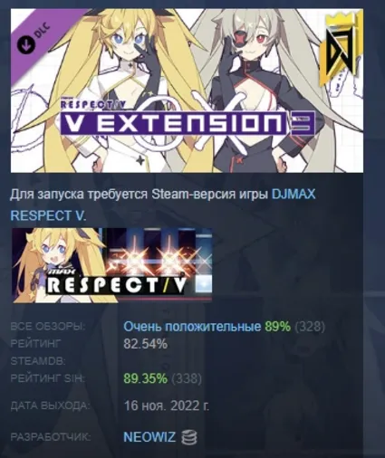 DJMAX RESPECT V - V EXTENSION III PACK DLC STEAM РОССИЯ