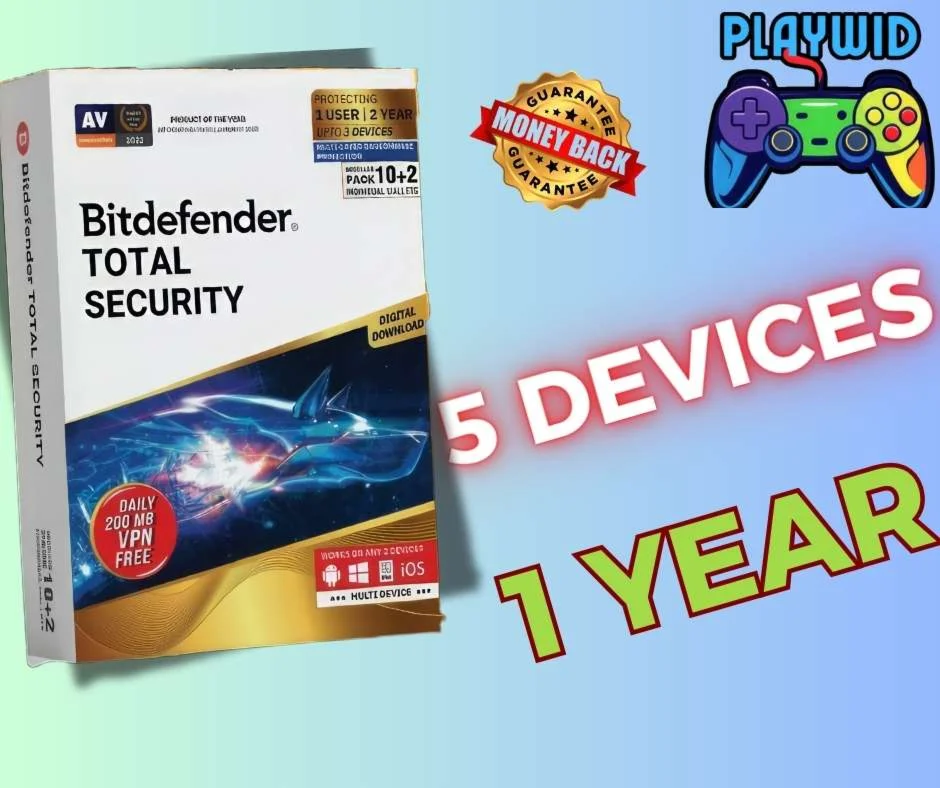 BКлюч Bitdefender Total Security для 5 устройств на 1 г